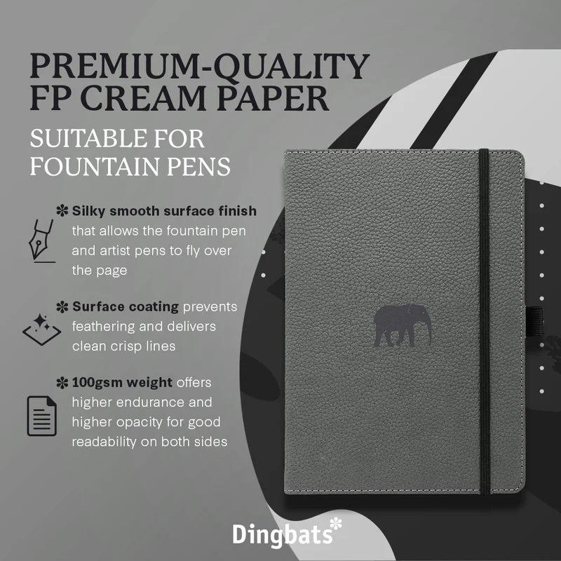 Dingbats Grey Elephant A5 Notebook - Image 2