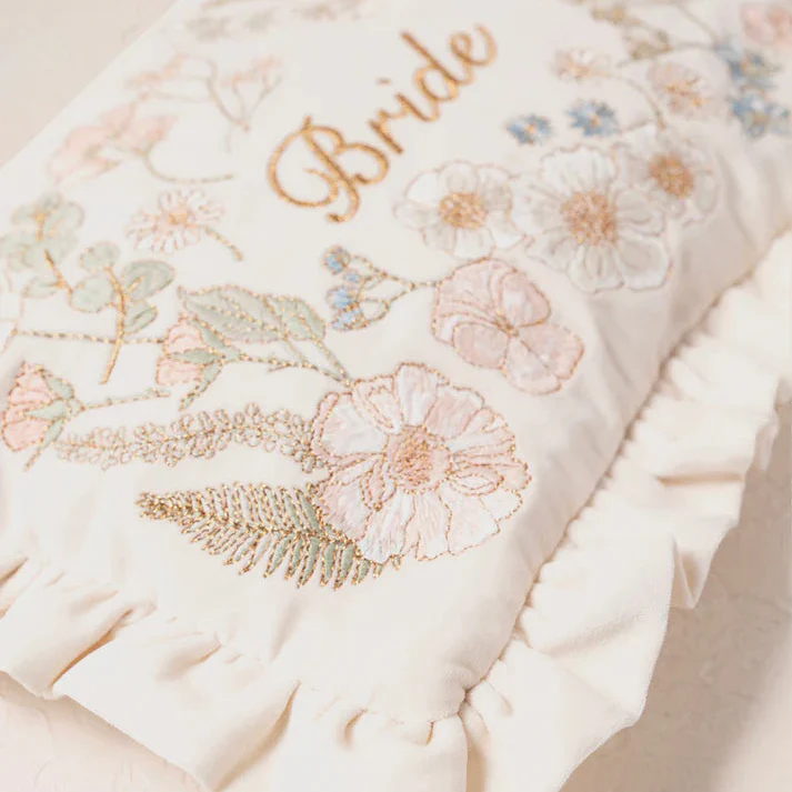 Pressed Flowers Bride Frill Pouch - Cream - Image 2