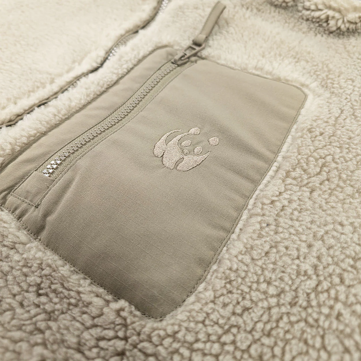 Recycled Unisex Sherpa Jacket - Sand - Image 5