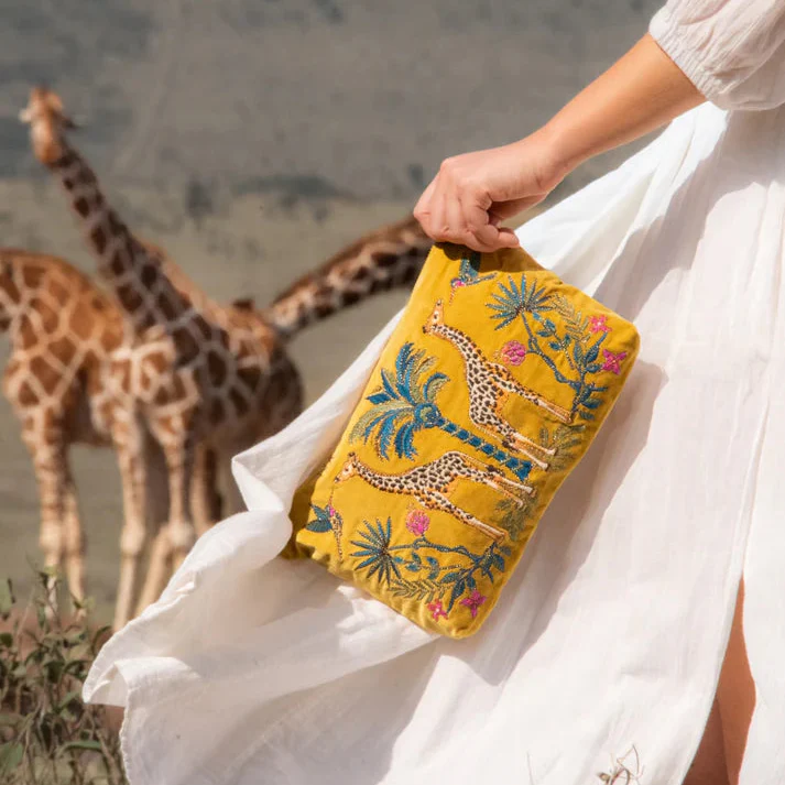 Wild Giraffe Palm Everyday Pouch - Yellow