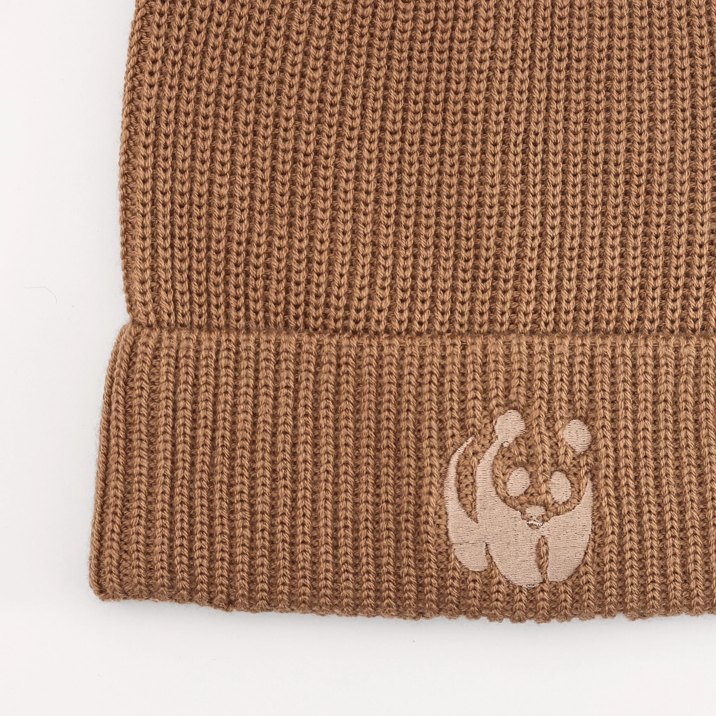 Merino Wool Panda Beanie Hat - Camel - Image 5